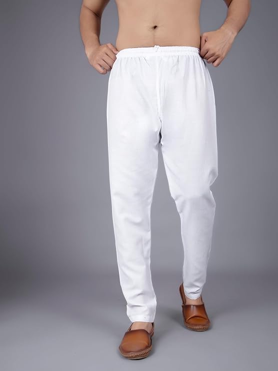 Image of Amzira Men's Soft Cotton Indo Western Kurta Pyjama Set with Mandarin Collared Neck Long Sleeves Button Closure and Solid Pant