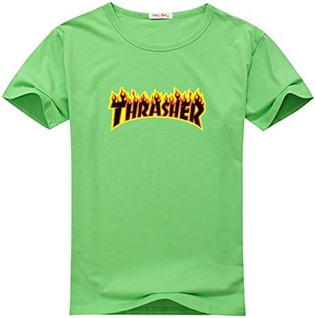 Thrasher Flame Logo HANDAV Men's Graphic Tee Shirt Large Green