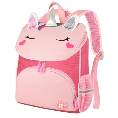 Yafe School Bag for Girls, Kids Backpack with Chest Strap Children's Backpack Toddlers Rucksack Kindergarten Preschool Bookbag for Girls Age 3-6 (Pink)