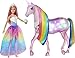 Barbie - Dreamtopia Bambola Barbie Pricipessa con Capelli Rosa e Unicorno Magico con Criniera Arcobaleno, Luci, Suoni e Oltre 25 Funzoni, Giocattolo per Bambini 3+ Anni, GWM78