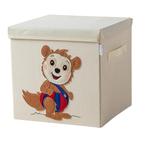 LIFENEY meets Bobo Siebenschläfer Aufbewahrungsbox mit Deckel für Kinder – Box mit dem kultigen Siebenschläfer zum Verstauen von Spielzeug – 33 x 33 x 33 cm passend für klassische Würfelregale
