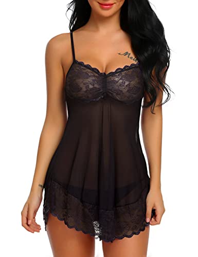 Avidlove Vrouwen Sexy Lingerie Kant Mesh Gebogen Hem Babydoll Chemise - Image 5
