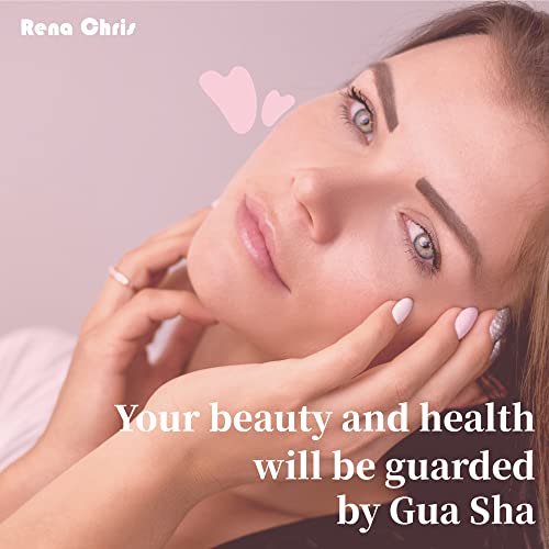 Rena Chris Gua Sha Facial Tool, Natural Jade Stone Guasha Board For Spa Acupuncture Therapy Trigger Point Treatment, Gua Sha Scraping Tool (Pink) #TOP2