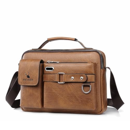 Leather Messenger for Men Shoulder Crossbody with Adjustable Straps for Work Business