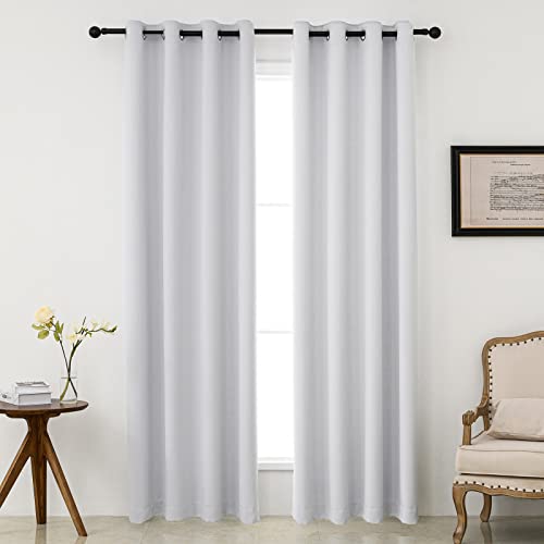 Pickluc Greyish White Blackout Curtains with Grommet 96 Inches Long 2 Panels Burg, Light Blocking Window Drapes for Living Room, Privacy Protection, Thermal Insulated, Noise Reduction 52″ W x 96″ L