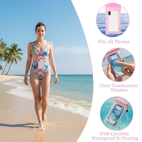 Image of Pink Iridescent Waterproof Beach Travel Bag for Women Large Waterproof Sandproof Women's Beach Tote Pool Bag Zipper Pool Swim Tote Bag for Travel and Spring summer Vacation