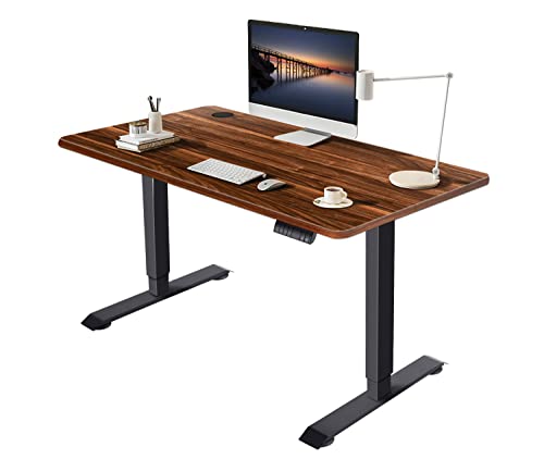 Devoko Ajustable Mesa de pie eléctrica Regulable, Escritorio, estación de Trabajo con regulador de Memoria de Altura preestablecida, Metal Madera, marrón, 120 x 60 cm Cover
