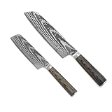 BOBBY FLAY x GREENPAN: Legendary chef Bobby Flay partnered with GreenPan to create innovative cutlery that brings pro cooking to any home SET INCLUDES: 5” Santoku knife with sheath and 7” Santoku knife with sheath PREMIUM STAINLESS STEEL BLADES: A Da...