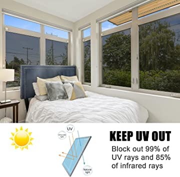 Image of Black 35% Window Film Vinyl widnow Film for Home Static Cling Sun Blocking Anti UV Reflective Window Tint for Home and Office (20 x 280 INCH, 35% Black Film)