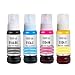 Produktbild Molabel 4er-Set Tinte (1 Schwarz, 1 Cyan, 1 Gelb, 1 Magenta)  Kompatibel mit Epson 104, geeignet für EcoTank ET-2810,ET-2820,ET-2870, ET-2814,ET-2815,ET-2830,ET-2840,ET-2862,ET-2876,ET-4800,ET-4810