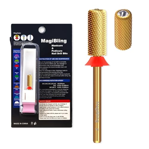 Crystal Top 5.35mm Nail Drill Bits for Efile, Professional 3/32'' Safety Tungsten Carbide Bits Easy for Beginner, 2 Rotation Electric File Bits, Remove Gel fast, Techinians Bit, Fine.