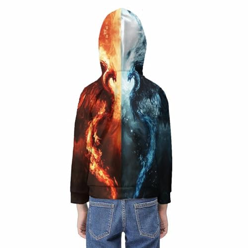 Sweat à capuche imprimé 3D sweat sport enfant pull à poches 12-14 ans