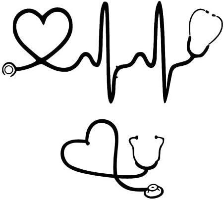 Stethoscope Laptop Decal Pack (Black) - Nurse Stickers, RN Decal for YETI, Laptop, Car, Bumper, Window - Premium Quality Die Cut Nursing Stickers