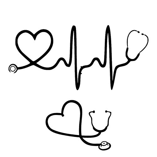 Image of Stethoscope Laptop Decal Pack (Black) - Nurse Stickers, RN Decal for YETI, Laptop, Car, Bumper, Window - Premium Quality Die Cut Nursing Stickers