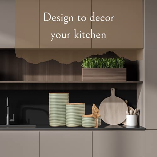 Mixpresso 3 Piece Set Of Airtight Plastic Canister With Bamboo Lid, Canisters For Kitchen Counter, Coffee And Sugar Canister Set, Decorative Sugar Container, Kitchen Decor For Counter #TOP4