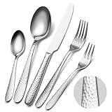 Gehämmertes Besteckset, EIUBUIE 20-Teiliges Edelstahl Besteck, Modernes Besteck Set 4 Personen, Essbesteck Set mit Messer Gabel Löffel, Tafelbesteck für Haus/Party, Hochglanzpoliert, Spülmaschinenfest