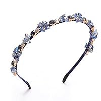 IYOU Bling Strass Stirnbänder Marineblau Kristall Haarband Edelstein Vintage Dünn Haarreifen Party Abschlussball Haarschmuck für Damen