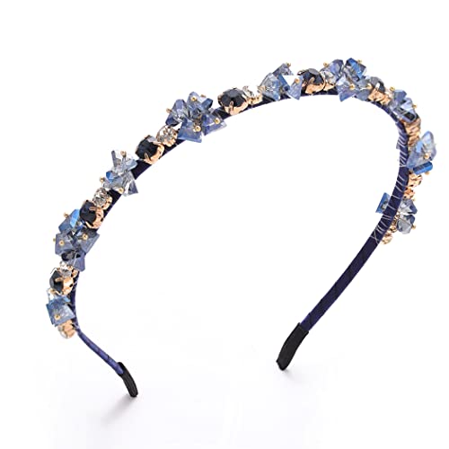 IYOU Bling Strass Stirnbänder Marineblau Kristall Haarband Edelstein Vintage Dünn Haarreifen Party Abschlussball Haarschmuck für Damen