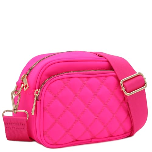 Image of FashionPuzzle Quilted Nylon Crossbody Bag with Wide Strap
