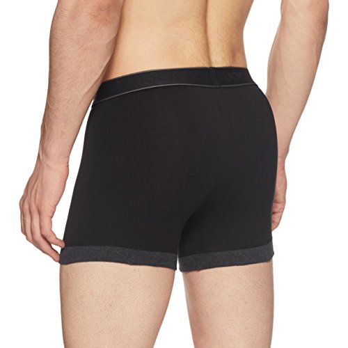 Image of Jockey Men's Super Combed Cotton Rib Solid Boxer Brief with Stay Fresh Properties Style 1017 Black & Black Melange S (Pack of 2)