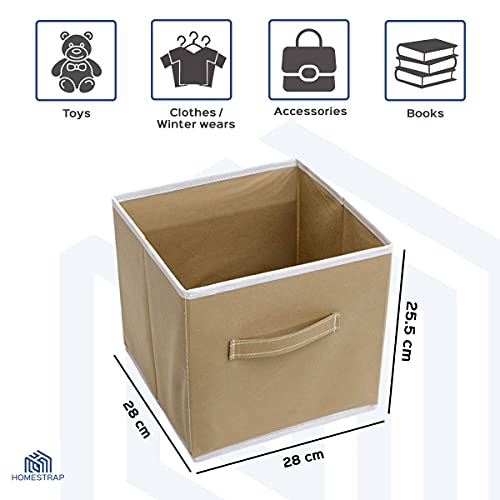 Image of HomeStrap Foldable Storage Cube Boxes (Beige) -Pack of 2