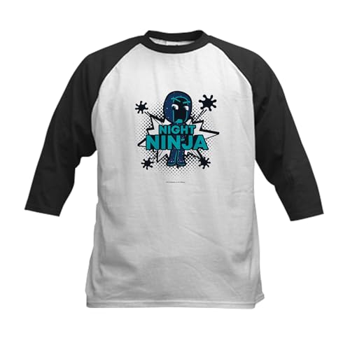 CafePress PJ Masks Night Ninja Halfton Kids Baseball T Shirt Kids Cotton Baseball Jersey, 3/4 Raglan Sleeve Shirt Black/White