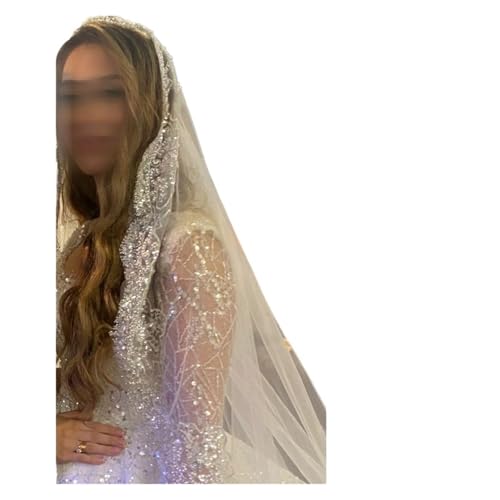 Velo de novia largo blanco accesorio catedral con encaje para vestido