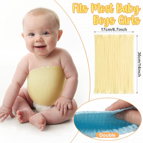 Image of Cutecrop Baby Belly Band Elastic Gtube Belt Double Layer Belly Button Cover Cotton Gtube Cover Umbilical Hernias Belt