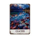 Lake McDonald Glacier National Blechschild, Vintage, 