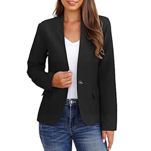GRAPENT Women’s Business Casual Pockets Work Office Blazer Back Slit Jacket Suit