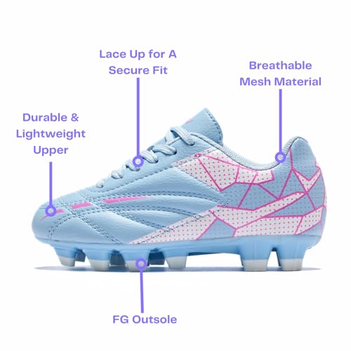 Girls Soccer Cleats for Toddler and Little Kids - FG Lace Up Soccer Shoes - Firm Ground Outsoles for Artificial Turf3