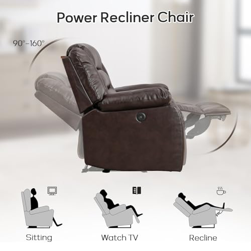 Sillón estándar reclinable marrón con cuero sintético miniatura 5