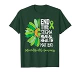 End The Stigma Mental Health Matters Awareness Brain Illness T-Shirt, Men, Dark Green, X-Large