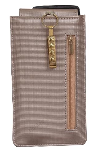 Image of Tickles Fancy Artificial Leather Mobile Pouch with Waist Clip for Women Girls Saree (Color: Sand) (Suitable for Mobile Sizes: 6 Inches and Below)