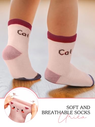 Urieo Baby Girls Socks Cartoon Crew Socks Toddler Warm Cotton Socks for 6-12 Months4