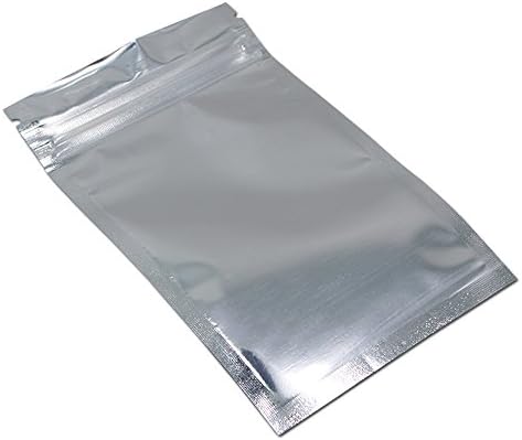 50pcs 14x20 cm (5.51x7.87 inch) Silver Aluminum Foil Mylar Bags for Zip Bag Reusable Lock Seal Front Clear Resealable Plastic Bags Heat Sealable Zipper Lock Candy Snack Foil Food Storage Mylar Pouches