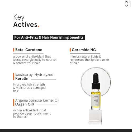 Image of Minimalist Hair Serum for Dry Frizzy Hair with SPF 30, Keratin, Argan Oil & Ceramides| Heat Protection Serum, Smoothens & Protects From UV | Lightweight | Leave In For Women & Men | 10 ml