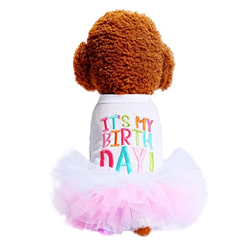 Dog Birthday Princess Tutu Dress For Small Dogs Girl + Adjustable Puppy Cat Birthday Party Hat Cake Shaped (A) #TOP1