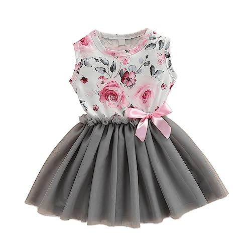 Image of OMLI Girls Midi /Knee Length Festive /Wedding Dress Frock /Girl's Kids Dress | Summer Dress One Piece | Cotton | Solid Floral Dresses (Grey)