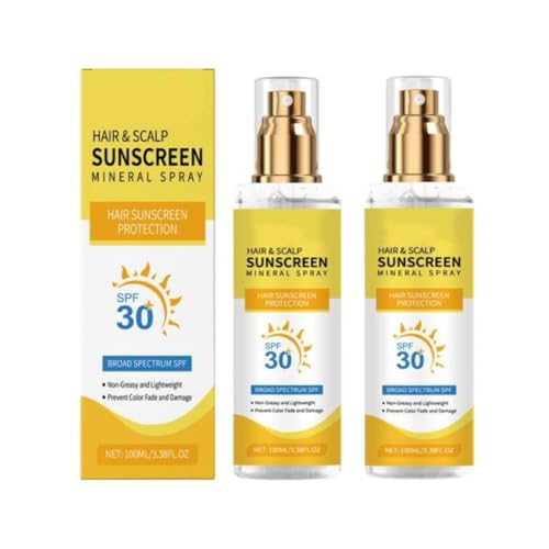 Hair & Scalp Sunscreen, 2 Pack Scalp Sun Protection Spray SPF 30, Lightweight Non Greasy Sunscreen Mists Sprays, Prevents Hair Fade Drying Hairs Sun UV Protections Sprayer, for Men & Women