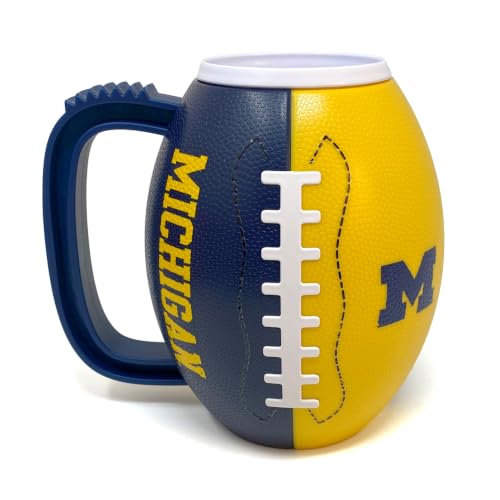 Party Animal NCAA Football 3D Mug, 24oz Insulated, Michigan Wolverines