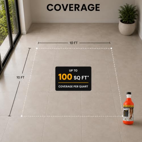 Image of Anti Slip Tile Treatment (Quart) Non-Slip Floor Treatment for Grip on Stone, Porcelain & Ceramic. Indoor & Outdoor, Residential & Commercial Slip Prevention, Works Fast for Lasting Traction