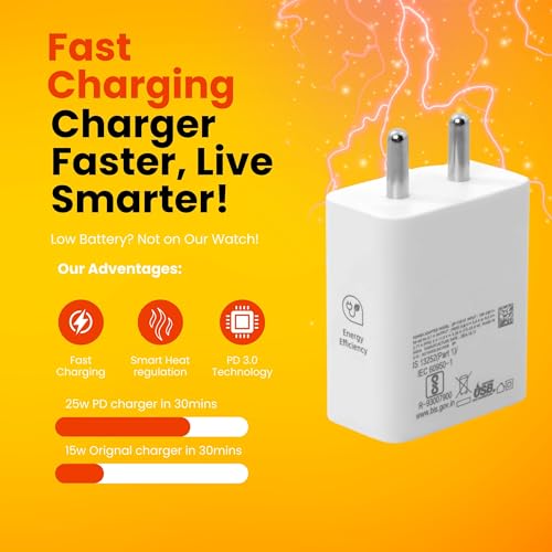 Image of 25W Type-C Fast Charger for Samsung Galaxy M Series - M56 M55s M16 M06 M05 M04 M14 (5000mAh) M15 M35 M34 M33 M13 (6000mAh) - Adapter Only| Original Rapid Charging (White)