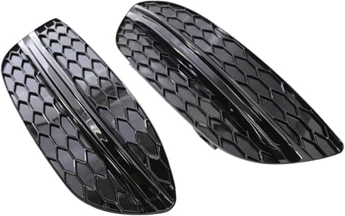 フロントグリル 用のベンツ W205 2015 2016 2017 2018 用 ラジエーターグリル 2個入り フロントバンパー フォグランプグリル(ブラック)