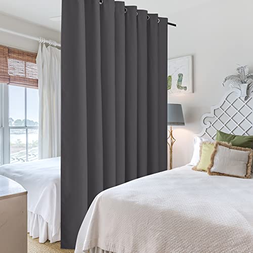 Image of RYB HOME Gift Gray Room Divider Screen Partition, Energy Smart Modern Blackout Privacy Curtain Panel Heavyweight for Patio Door /Beach /Balcony Door, 8 ft Tall x 15 ft Wide, Grey, 1 Pc