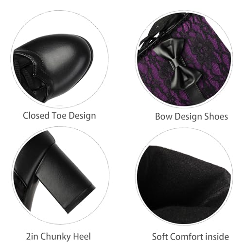 LUXMAX Gothic Victorian Boots for Women Goth Knee High Boots Lace Up Chunky Heel Renaissance Shoes with Bow Vintage Granny Boot3
