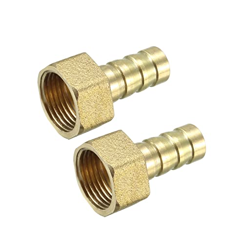 QUARKZMAN Raccordi in Ottone 10mm Spina 3/8 PT Femmina Filettatura Raccordo Tubo Flessibile Connettore Adattatori per Tubo Flessibile Collegamento Giardino [2 Pezzi, Tono Oro]