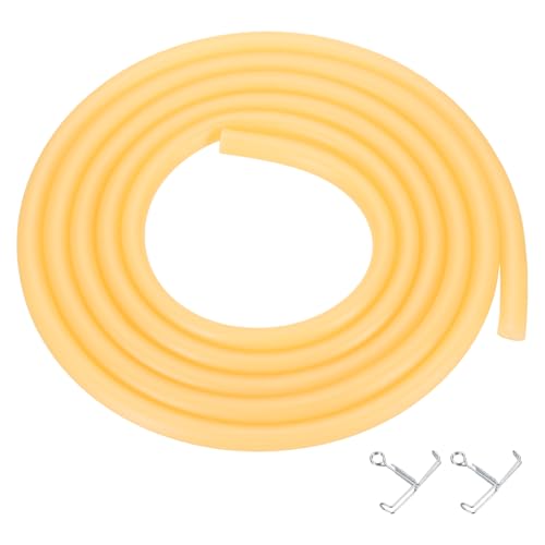 PATIKIL 10 ft Natural Latex Rubber Tubing, 3/8"(10mm) ID x 9/16"(14mm) OD Sling Shot Rubber Tubing Tube with Hose Clamps for Exercise, Stretching, Laboratory, Home Hose Tube