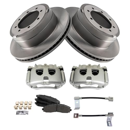 Image of TRQ Brake Pad & Rotor Kit Semi-Metallic Compatible with 2017-2019 Ford F-350 Super Duty