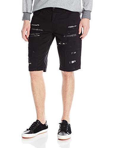 Southpole Men's Twill Shorts with Printed Backing and Patches